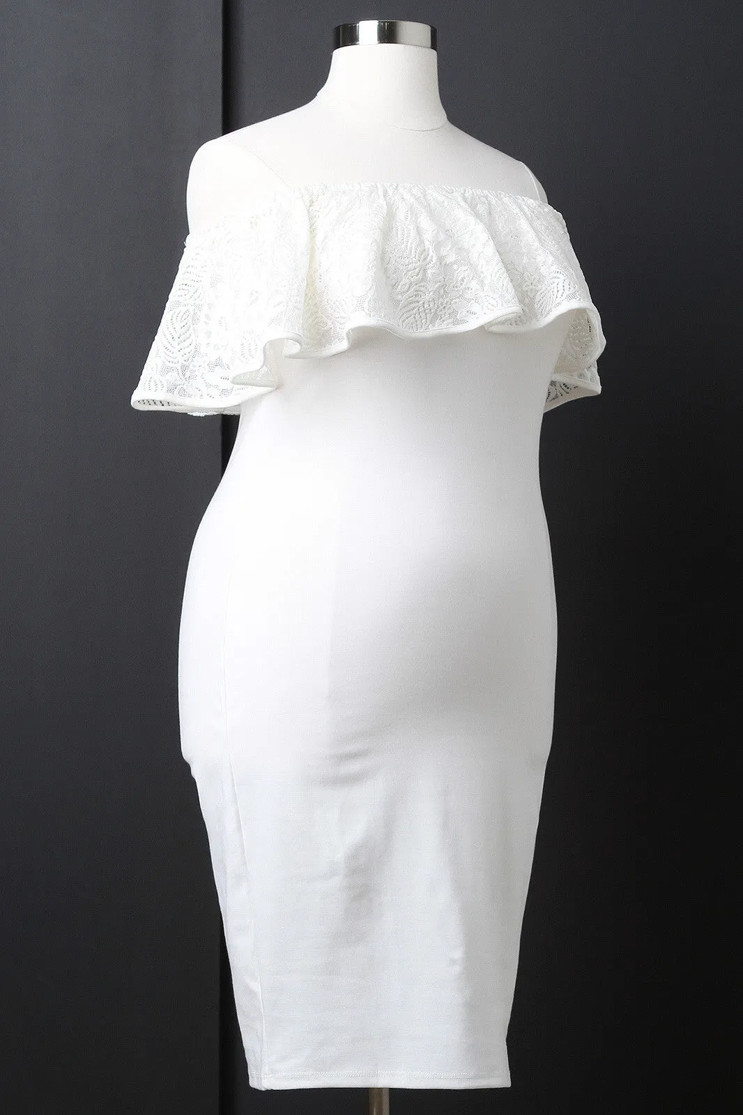 Plus Size Lace Off Shoulder Dress