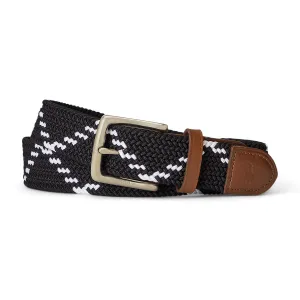 Polo Golf Leather Trim Webbed Belt Black/White