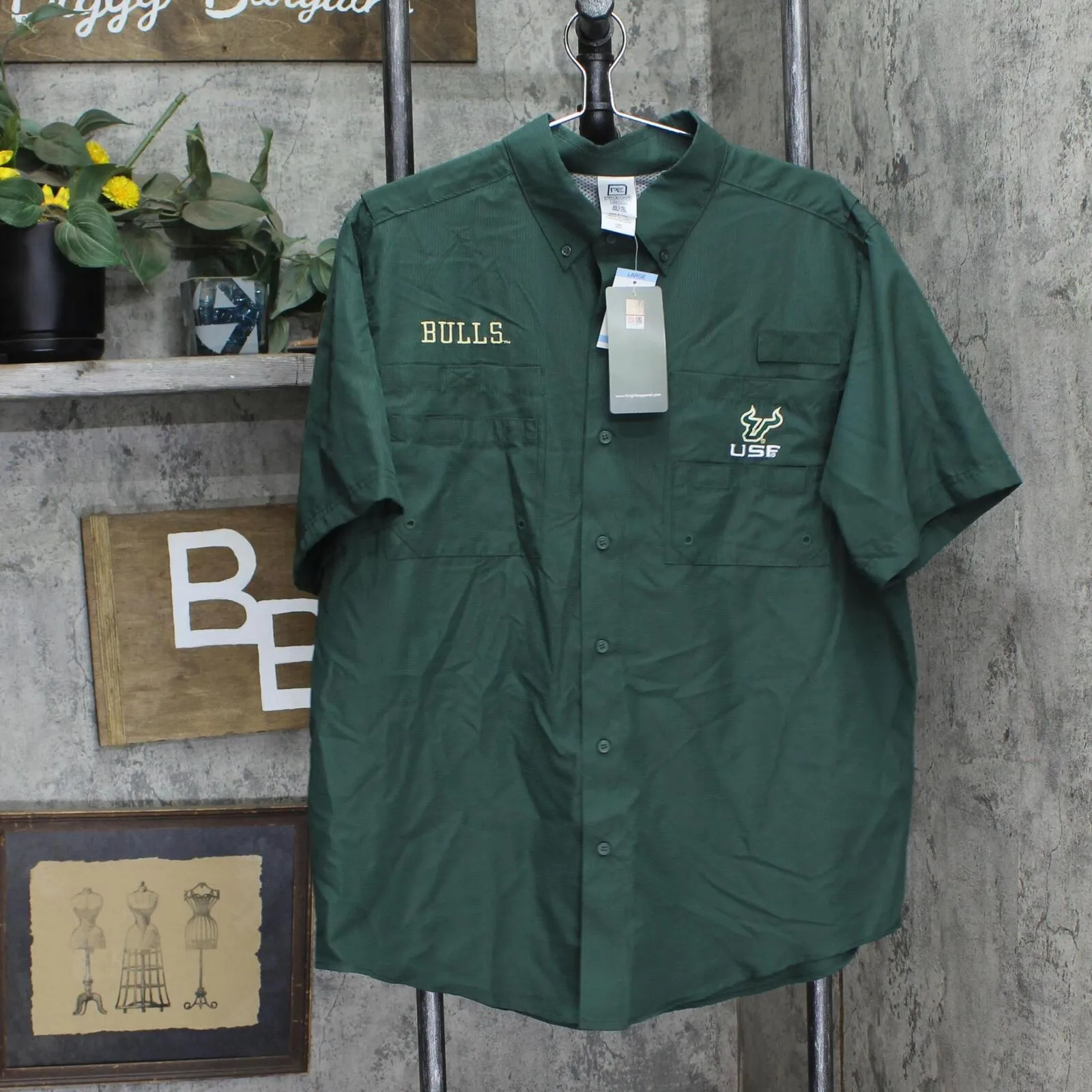 Pro Edge Mens USF South Florida Bulls Mesh Lined Fishing Shirt 7AMKM04SAM-3