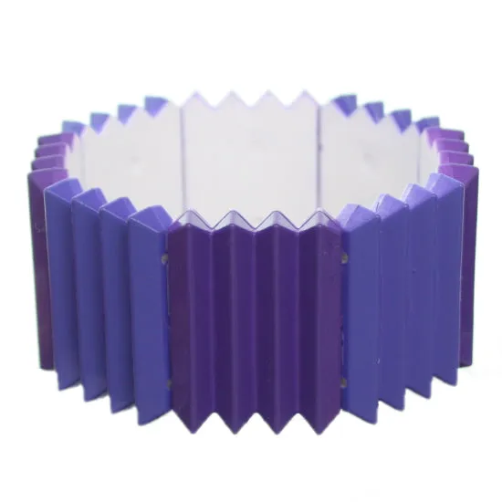 Purple Two Tone Pleated Ruffle Stretch Bracelet