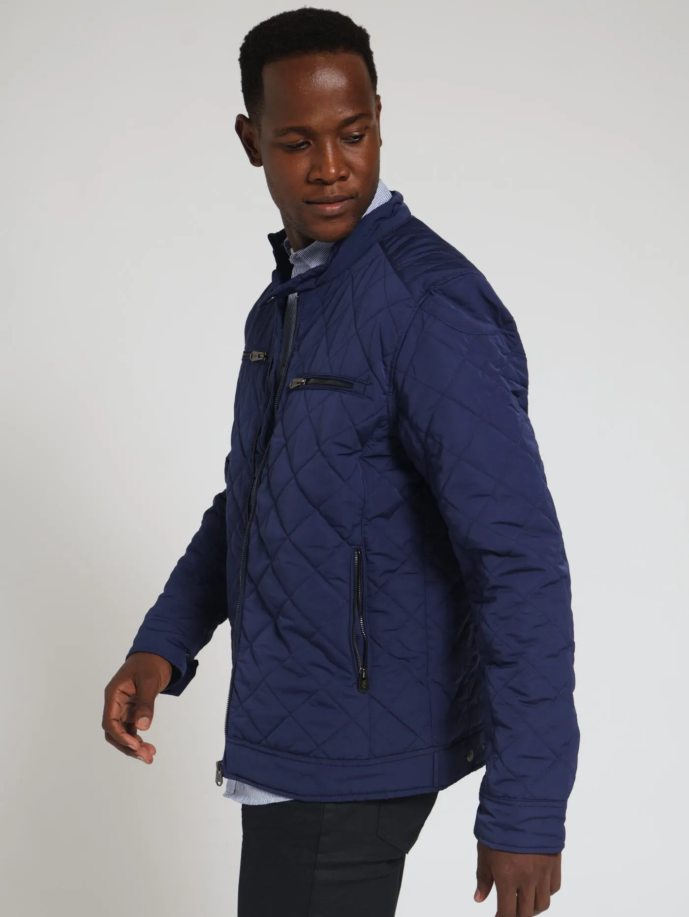 Quilted Barn Jacket - Navy
