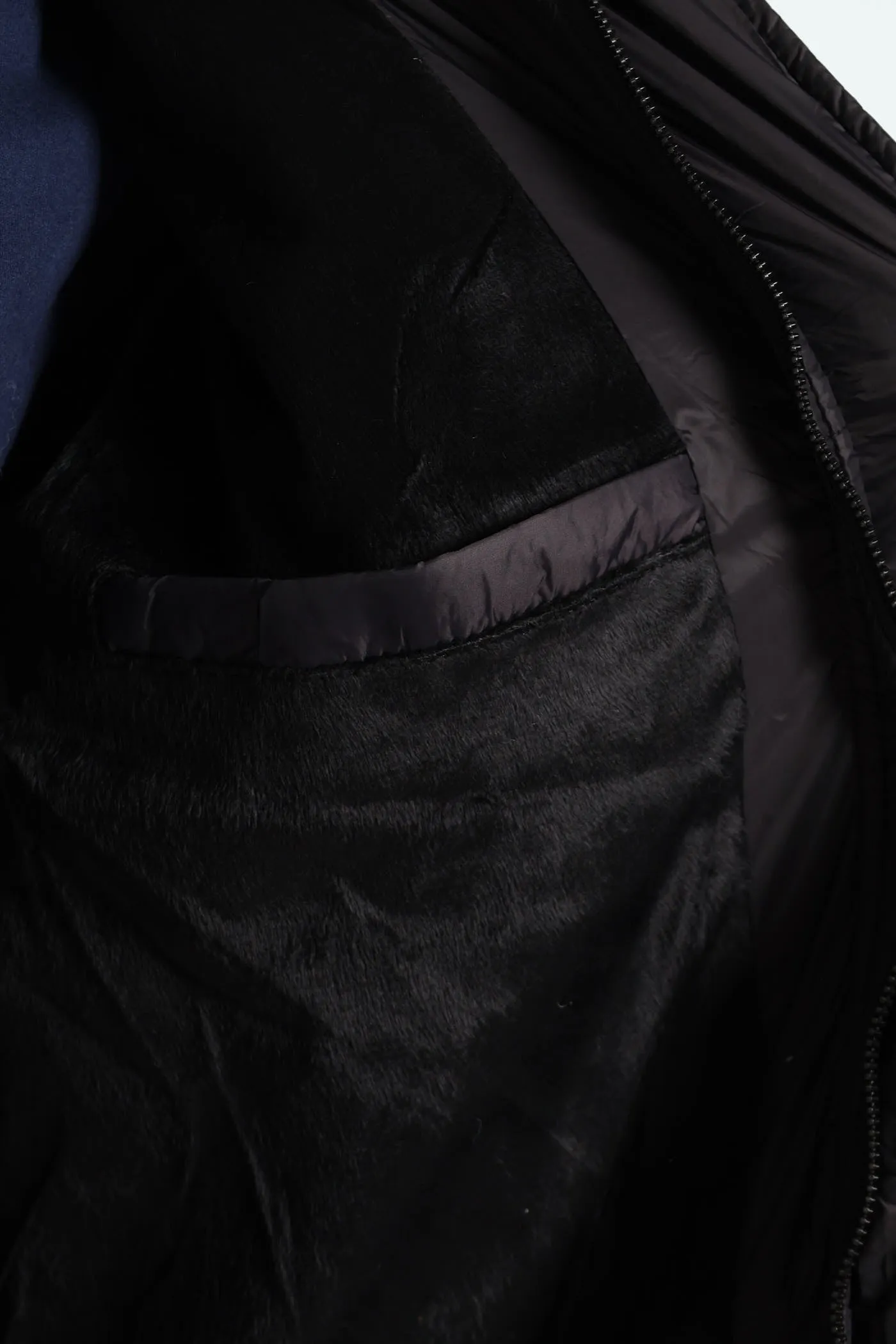 Quilted Press Stud Sherpa Lined Bomber - Black