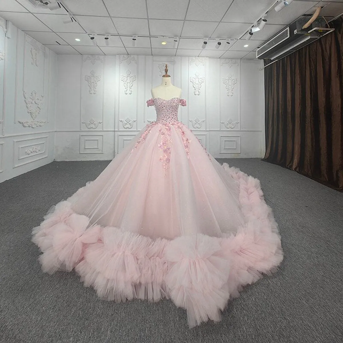 Quinceanera Ball Gown Off-the-Shoulder Sequined Dresses