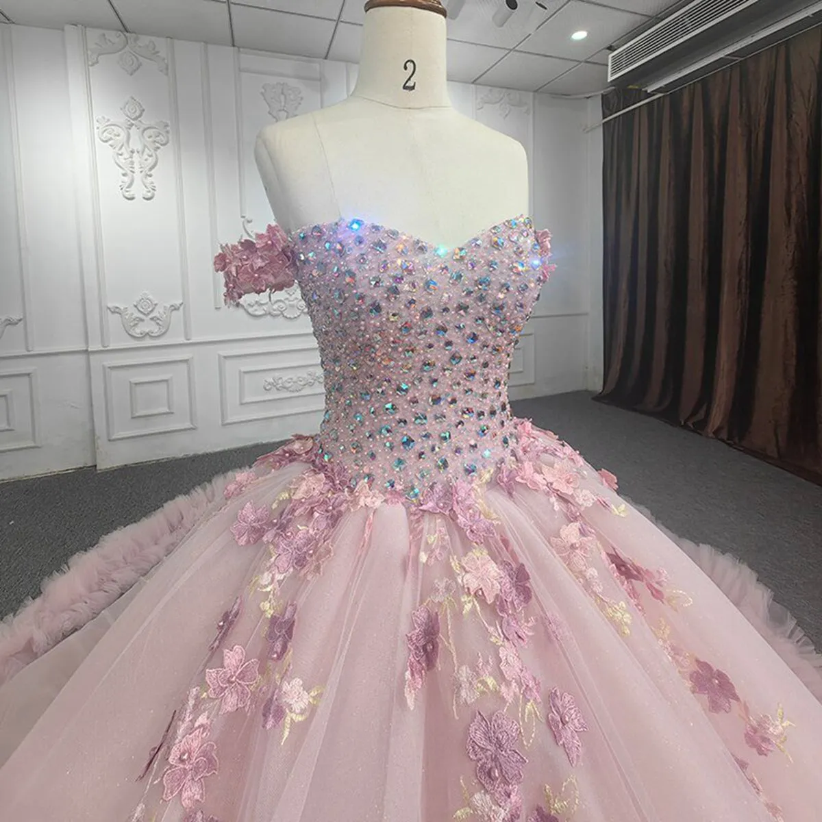 Quinceanera Ball Gown Off-the-Shoulder Sequined Dresses
