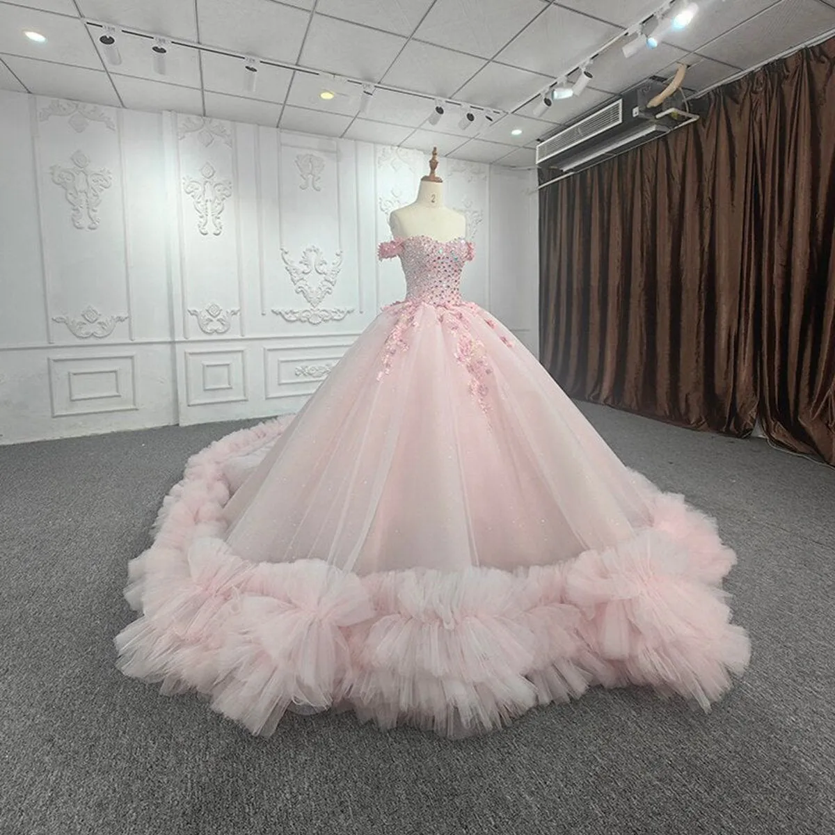 Quinceanera Ball Gown Off-the-Shoulder Sequined Dresses