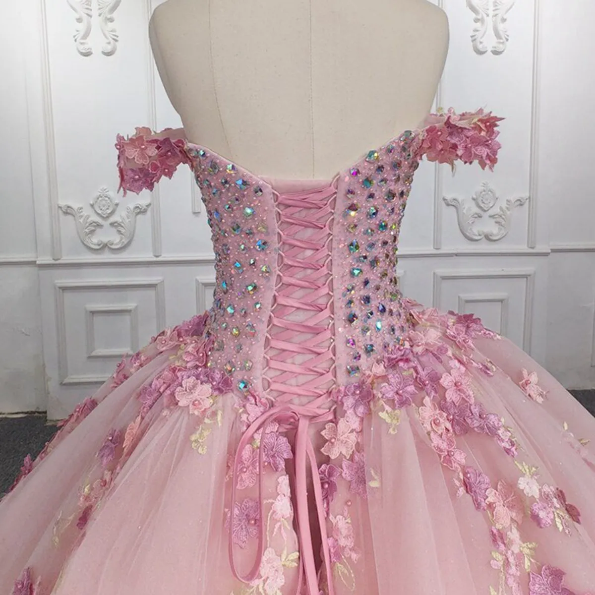 Quinceanera Ball Gown Off-the-Shoulder Sequined Dresses