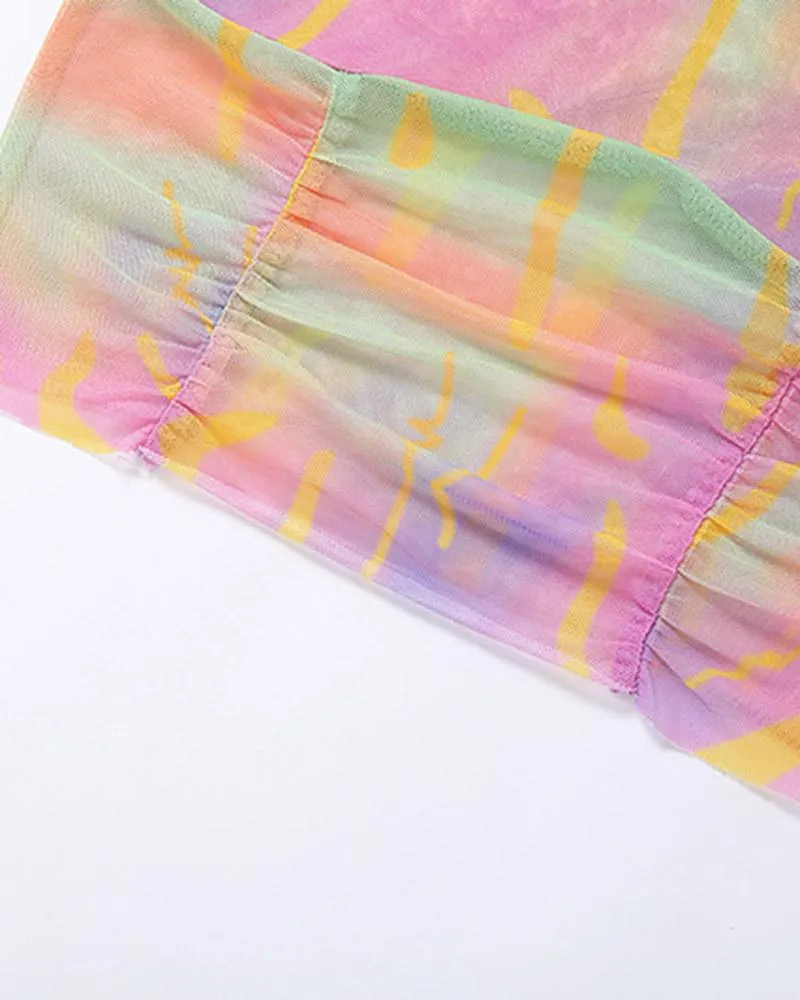 Rainbow Printed Long Sleeved Two-Piece Top