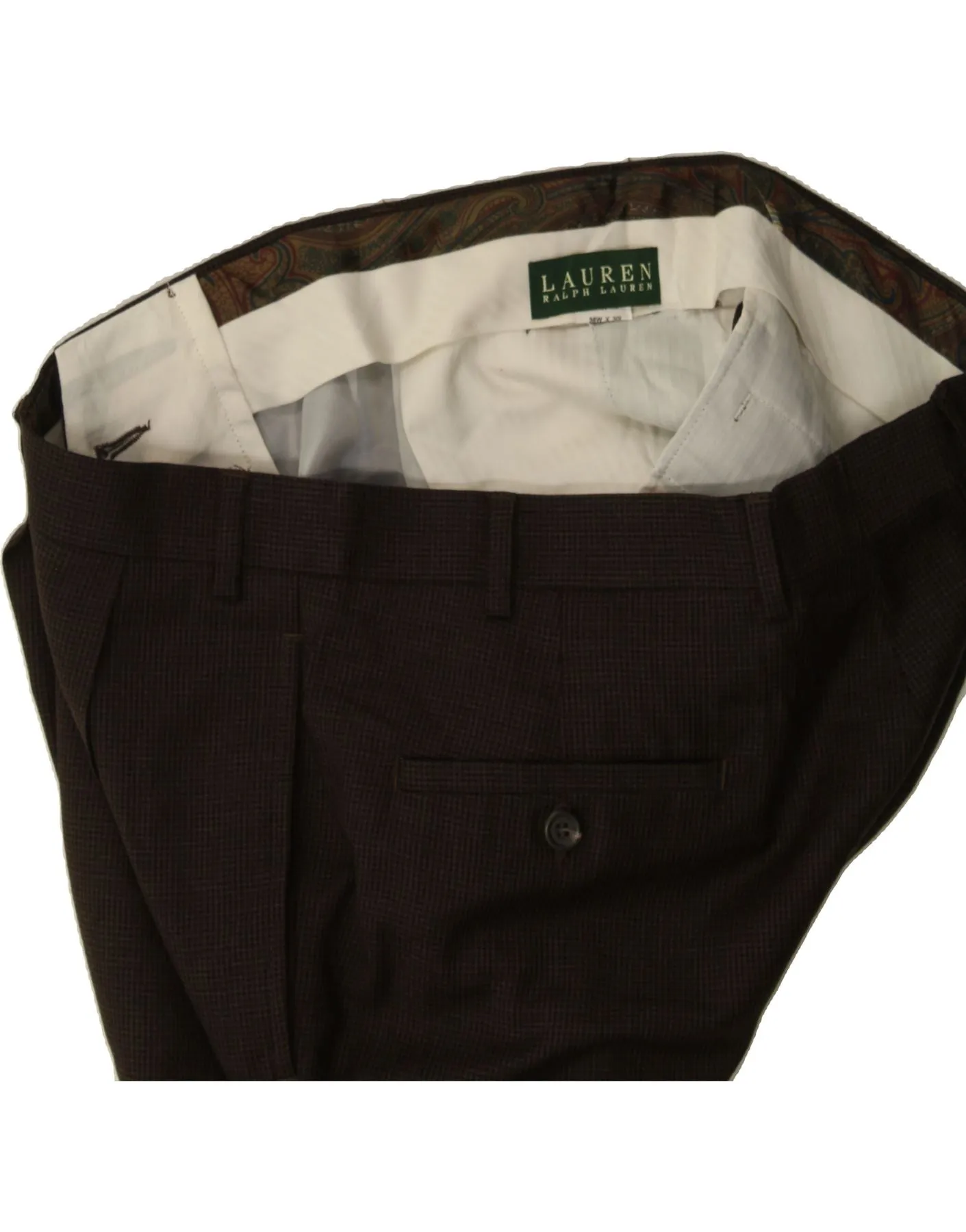 RALPH LAUREN Mens Pegged Suit Trousers W36 L30 Brown Houndstooth