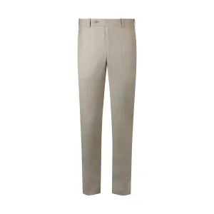 Refined Stripes Men's Beige Formal Trousers with Button Closure