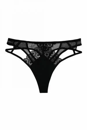 Regalia - Elva Fishnet, Mesh and Microfibre HW Cut Out Thong