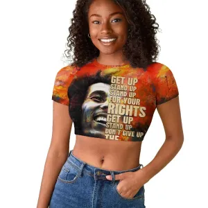 Reggae Legend Bob Raglan Cropped T shirt Retro Style DT02