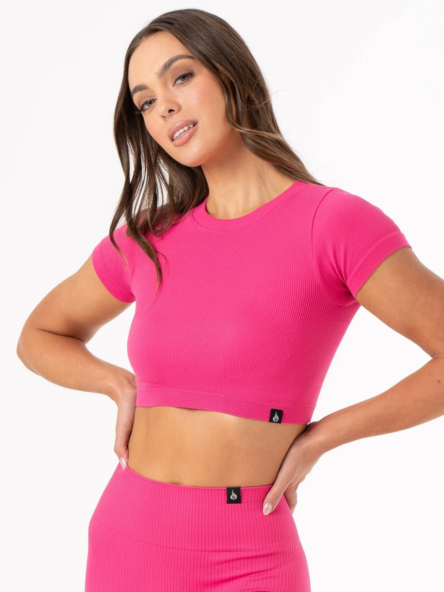 Rib Seamless T-Shirt - Hot Pink