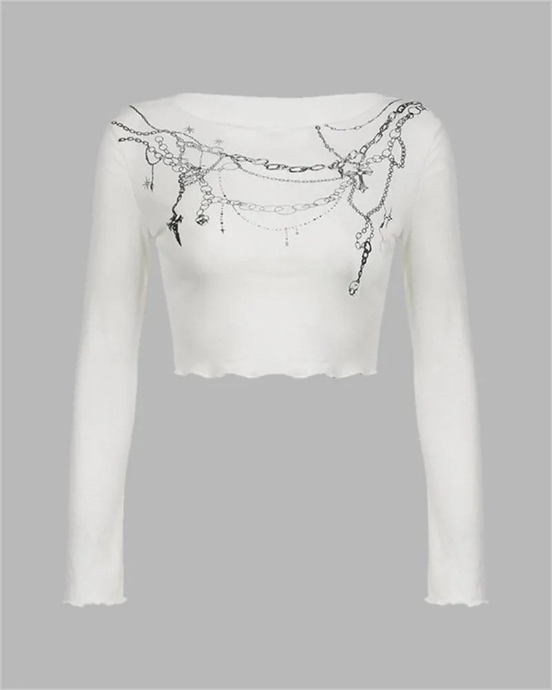 Ridgebour Cropped Chain Graphic Lettuce Top
