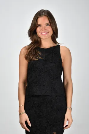 Rotate top Flower Mesh Boatneck 113614100 black