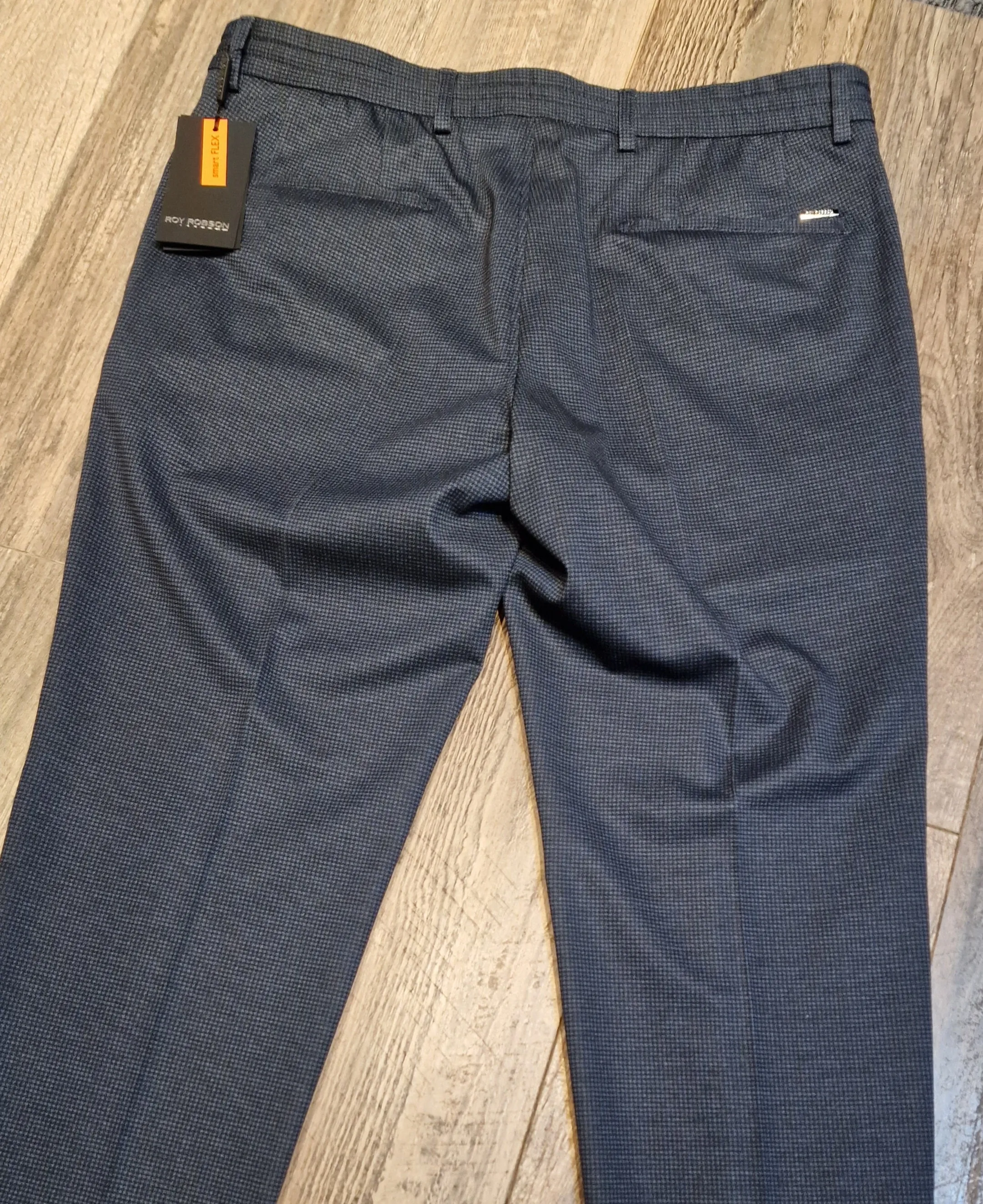 Roy Robson Slim Fit Navy Hounds tooth Jersey Pants