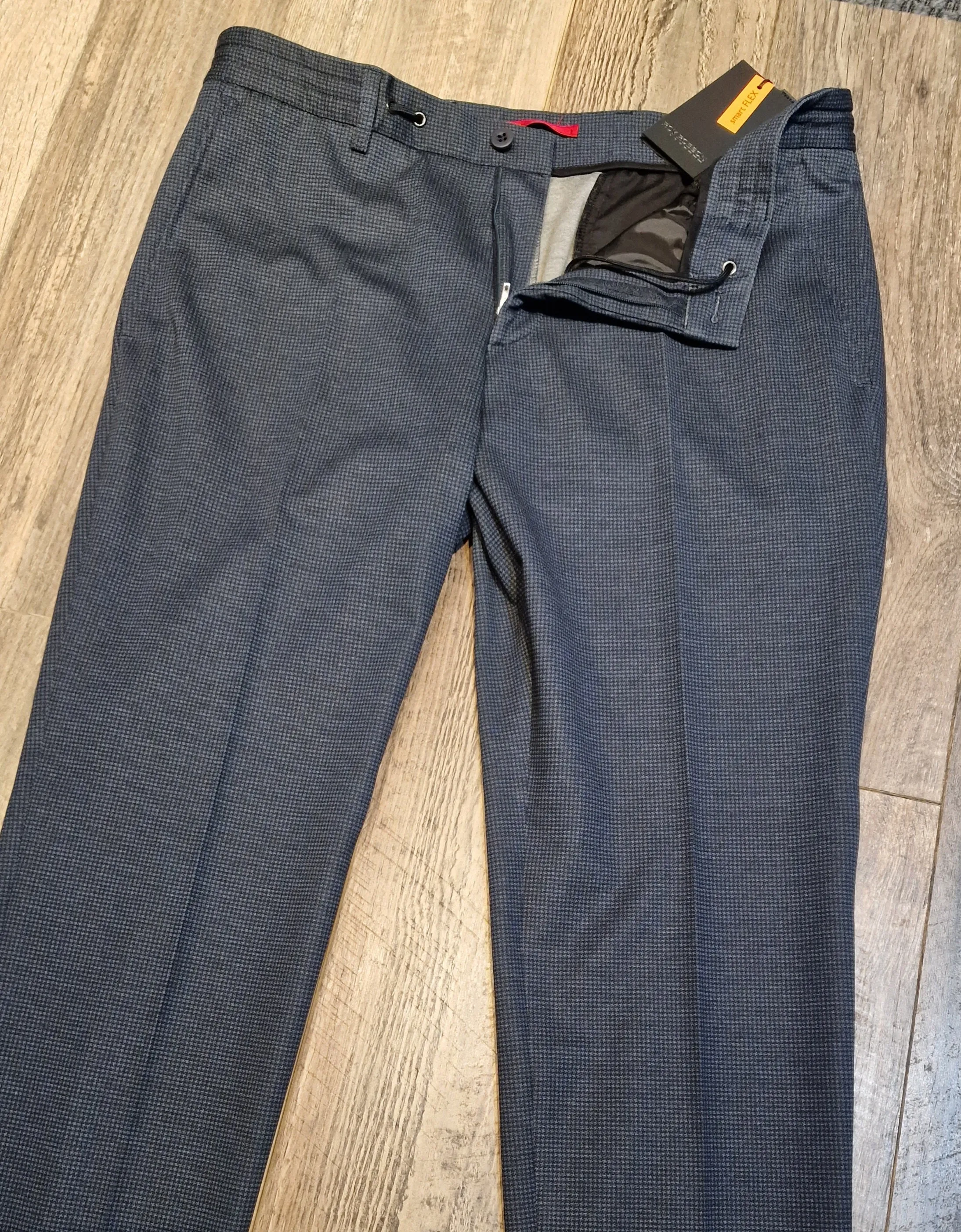 Roy Robson Slim Fit Navy Hounds tooth Jersey Pants