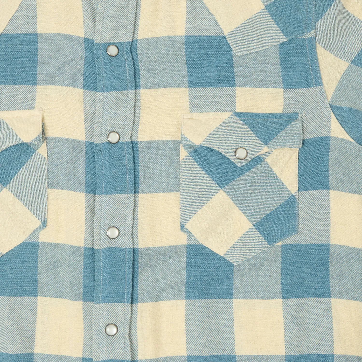 RRL Slim Fit Plaid Twill Western Shirt - Indigo/Cream