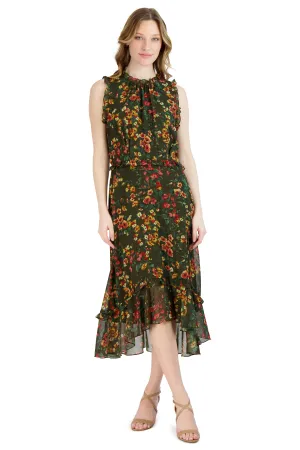 Ruffle Neck Sleeve Hem Dress