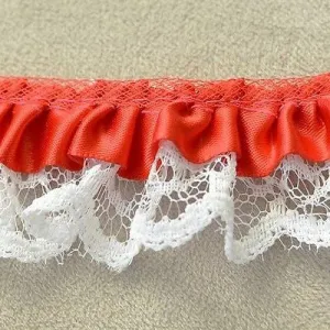 Ruffled Lace Red Trim DIY Wedding Clothing Sewing Fabric by the Yard Bridal