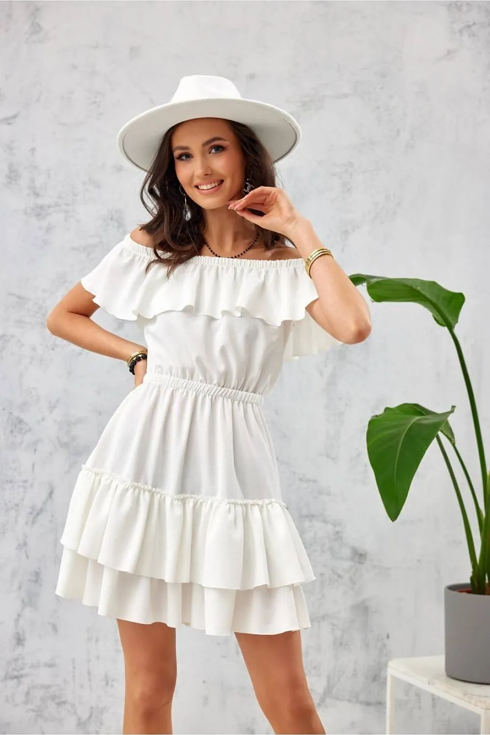 Ruffled Off-Shoulder Mini Dress