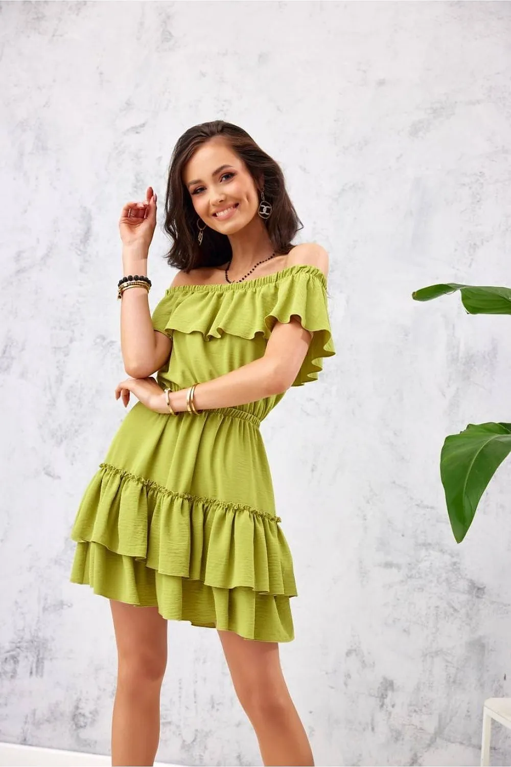 Ruffled Off-Shoulder Mini Dress