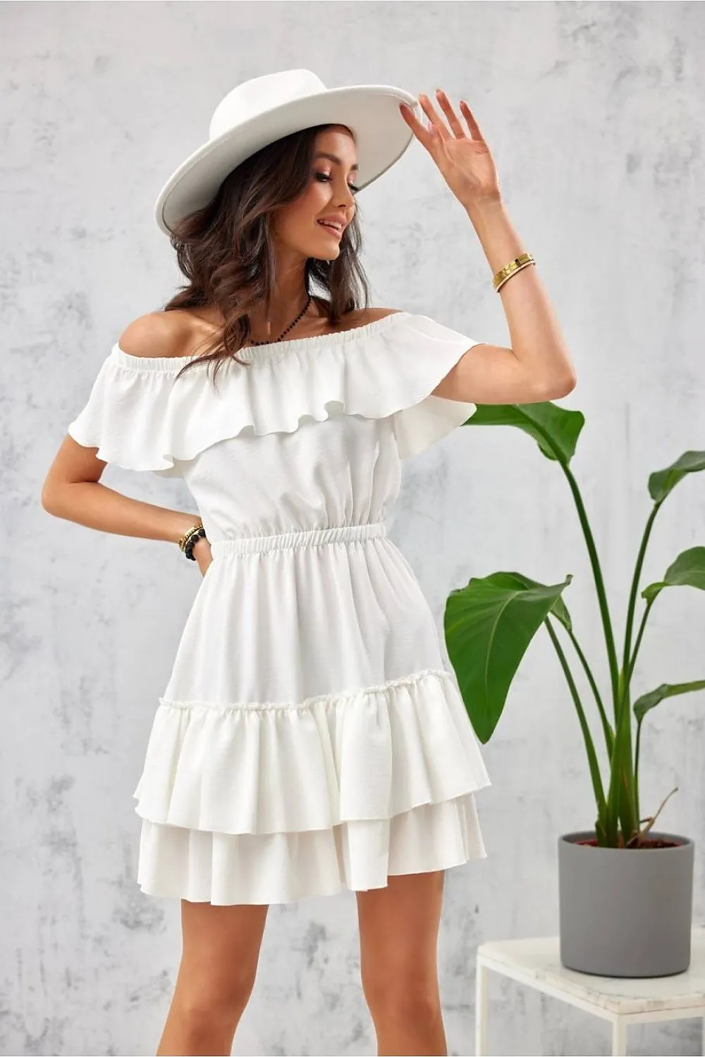 Ruffled Off-Shoulder Mini Dress