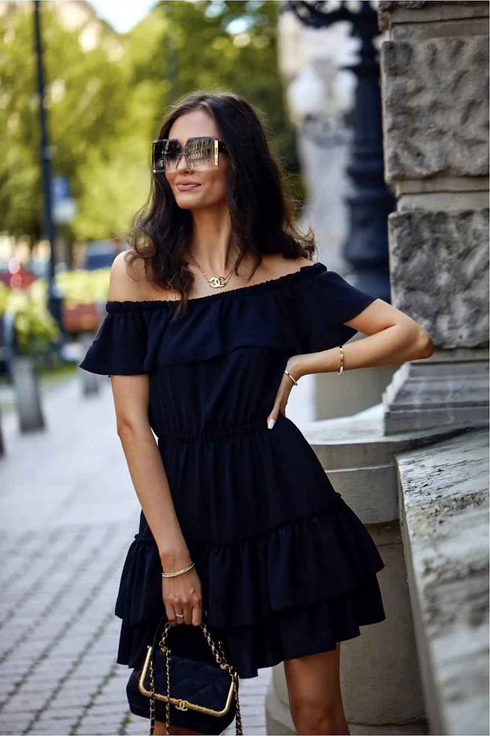 Ruffled Off-Shoulder Mini Dress