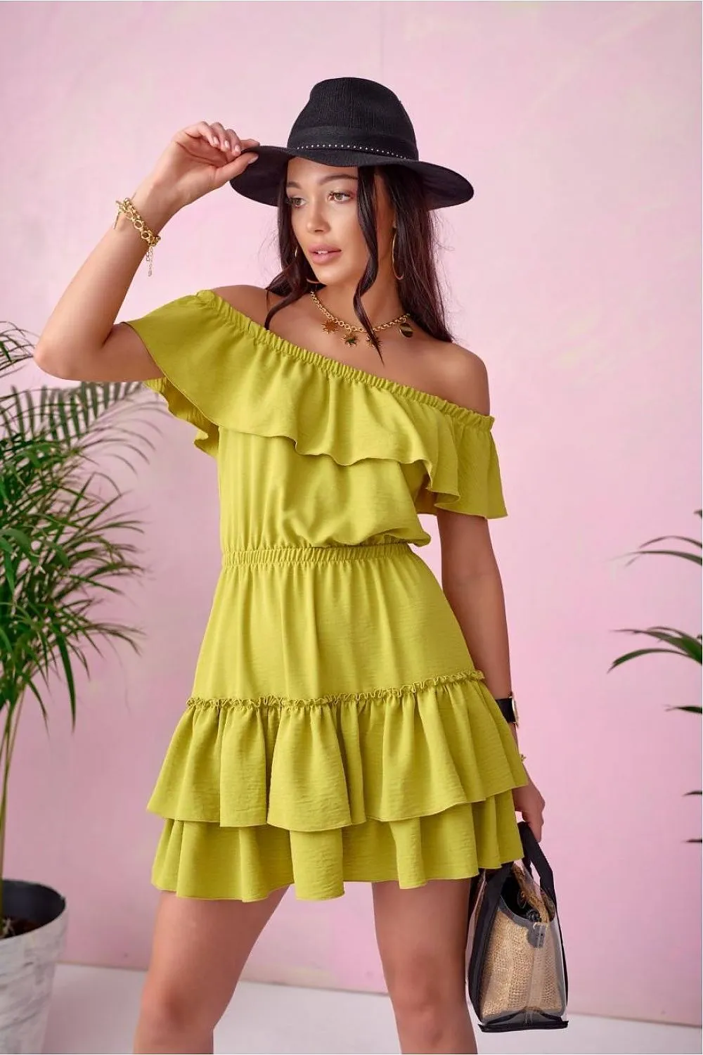 Ruffled Off-Shoulder Mini Dress