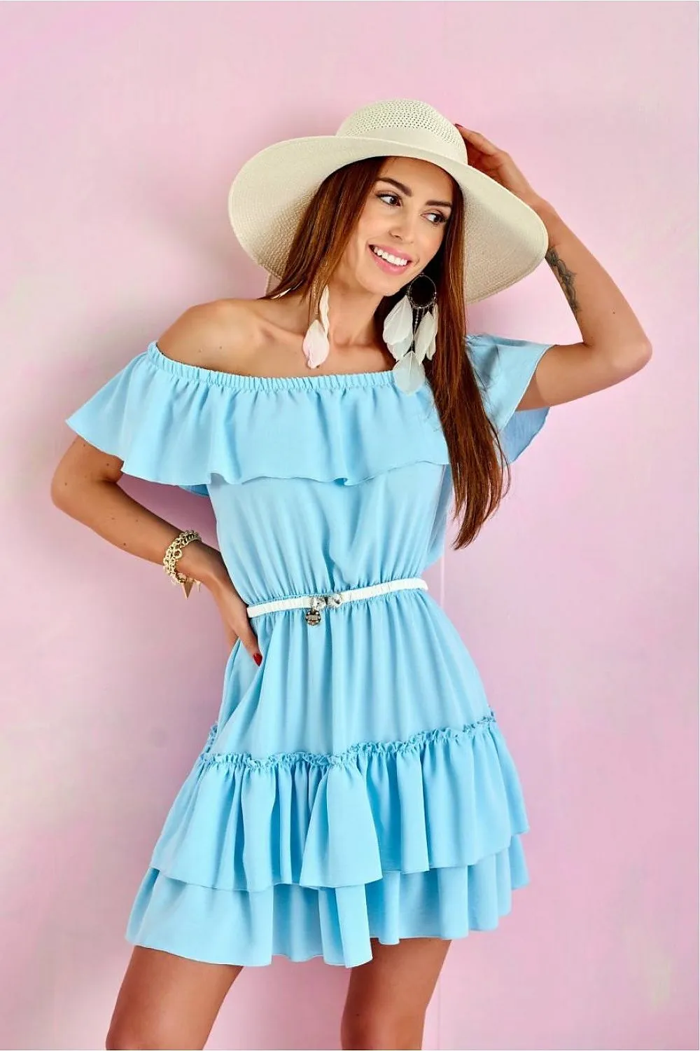 Ruffled Off-Shoulder Mini Dress