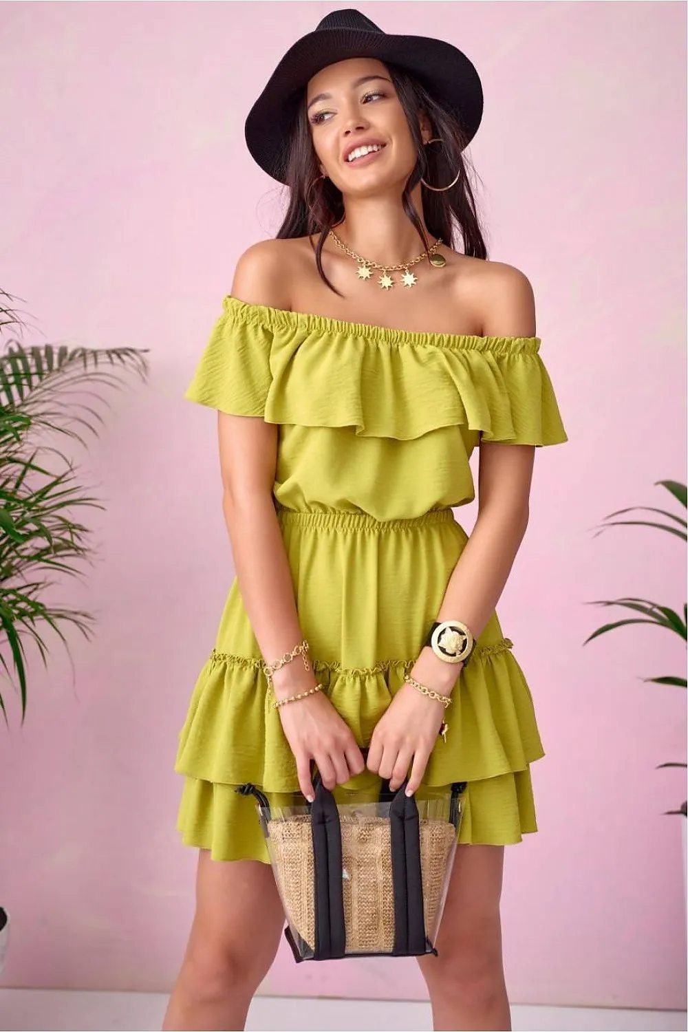 Ruffled Off-Shoulder Mini Dress