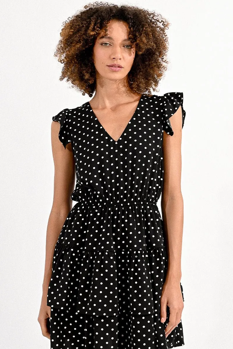 RUFFLED POLKA DOT DRESS