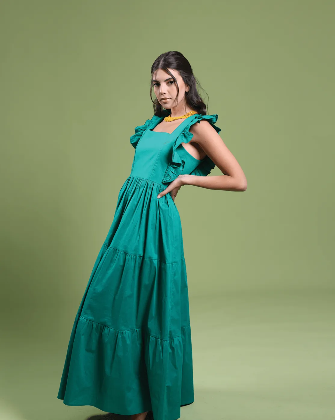 Ruffled Poplin Dress