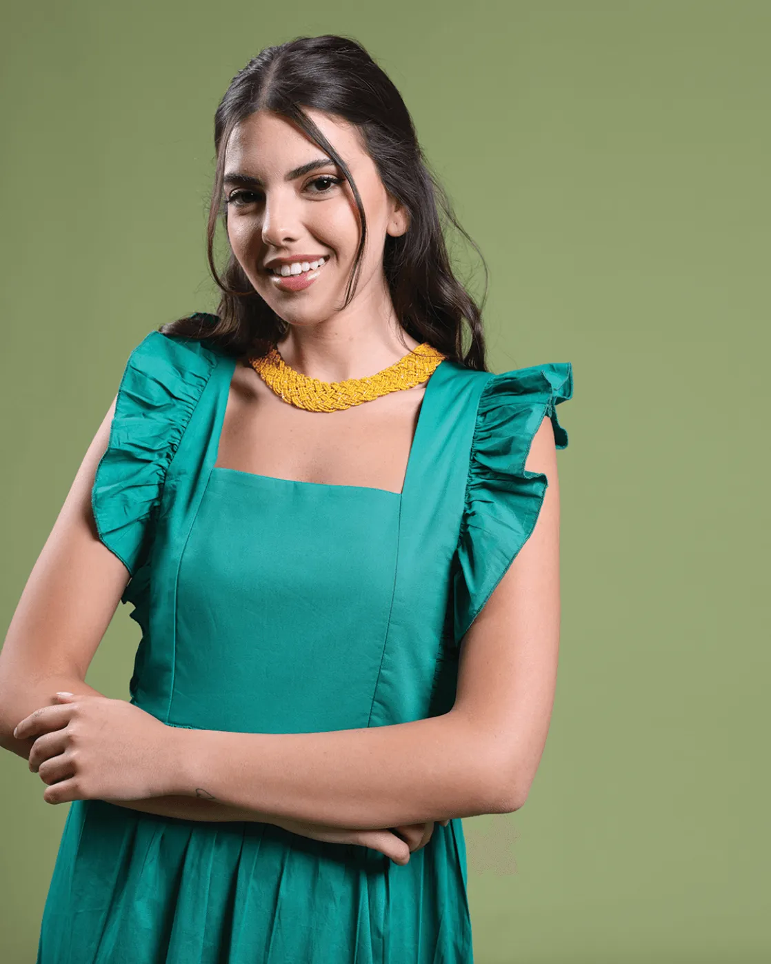 Ruffled Poplin Dress