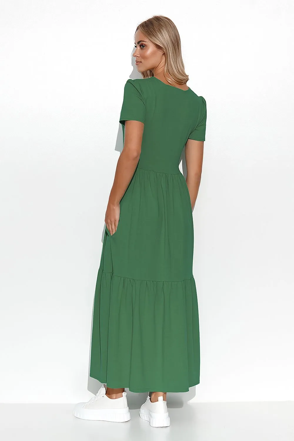 Ruffled V-Neck Maxi Dress Elegance