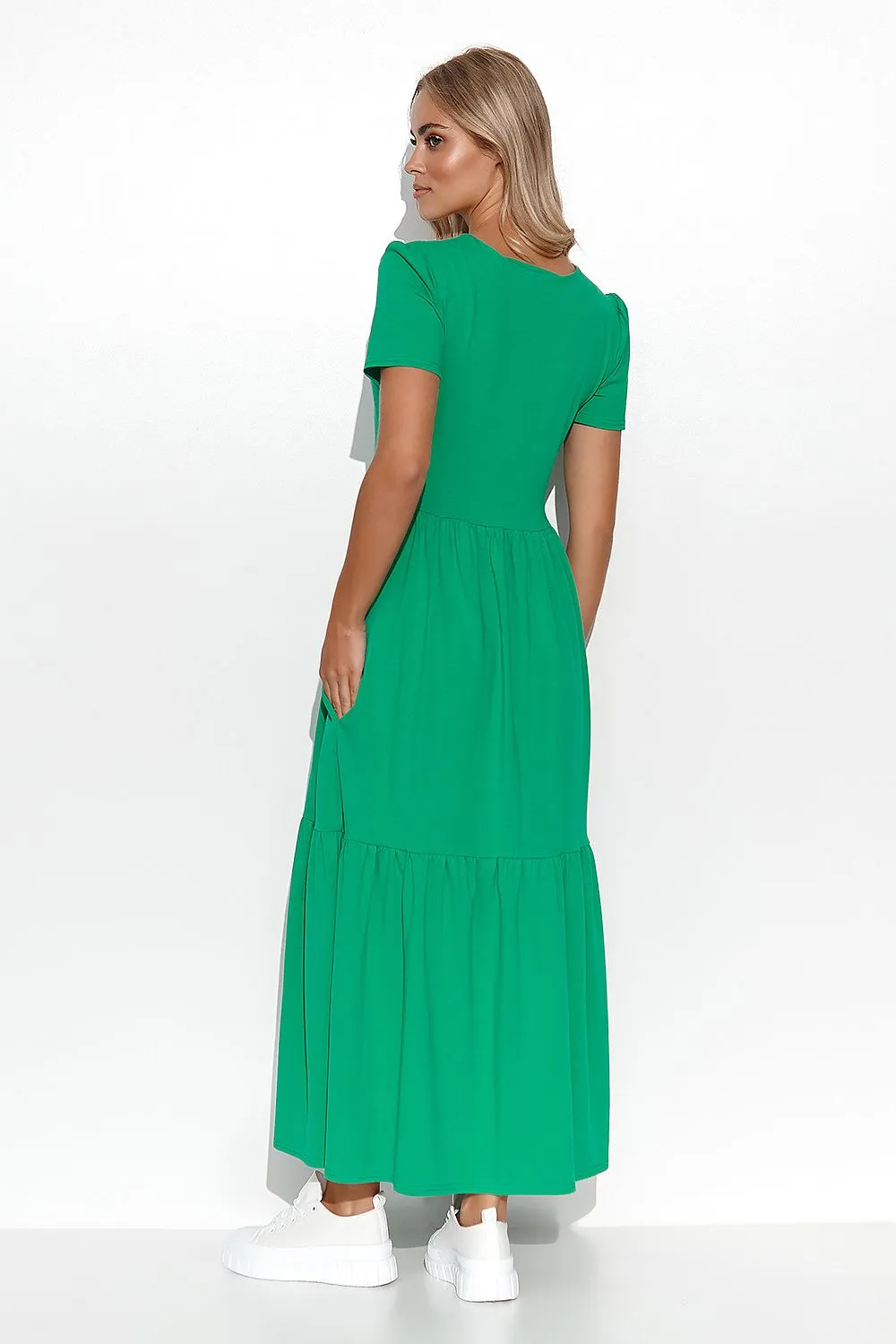 Ruffled V-Neck Maxi Dress Elegance