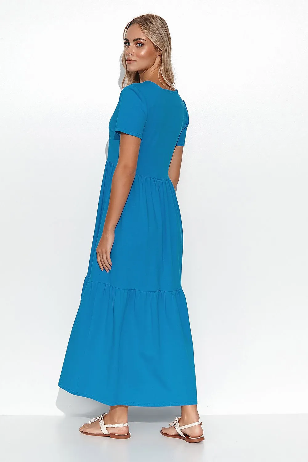 Ruffled V-Neck Maxi Dress Elegance