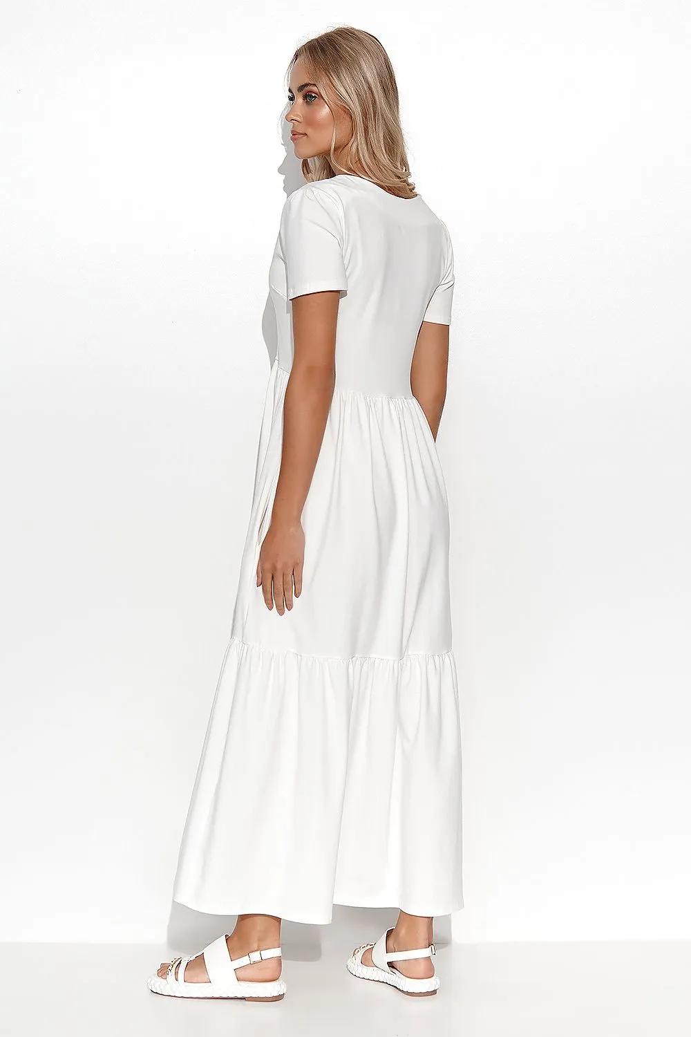 Ruffled V-Neck Maxi Dress Elegance