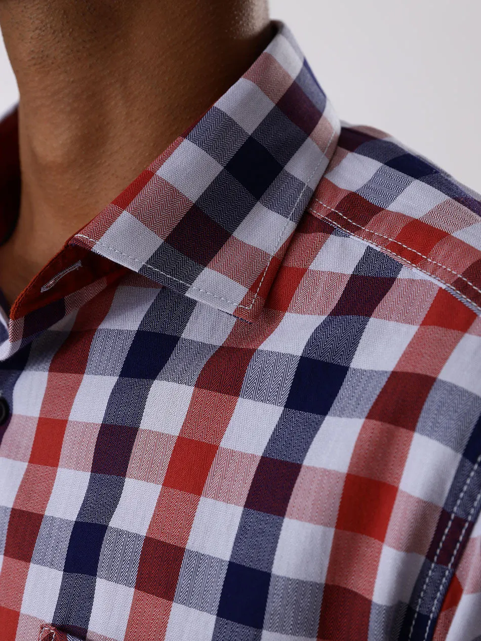 RUST NAVY HERRINGBONE