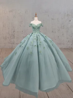 Sage Ball-Gown Off-the-Shoulder Quinceanera Dresses