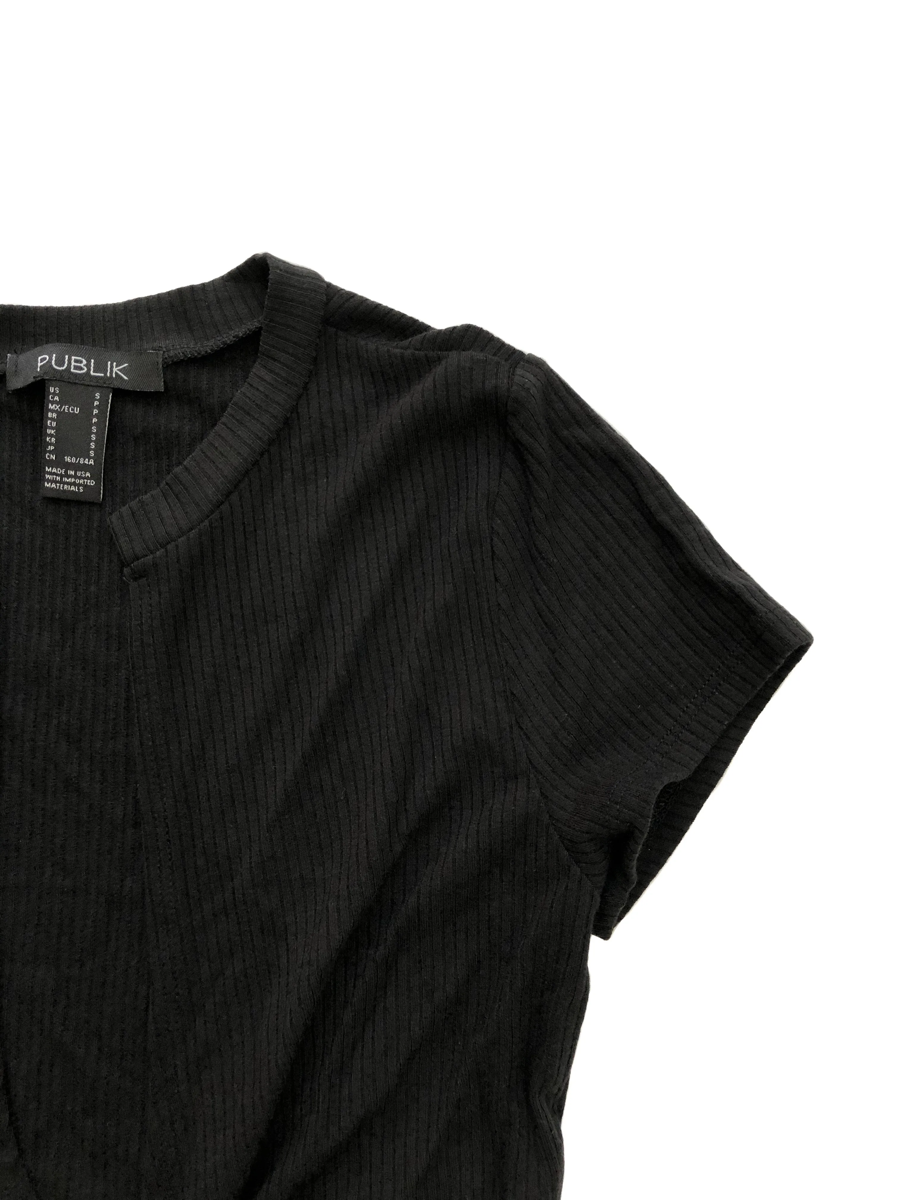 Sally Self-Tie Knit Crop Top - Black