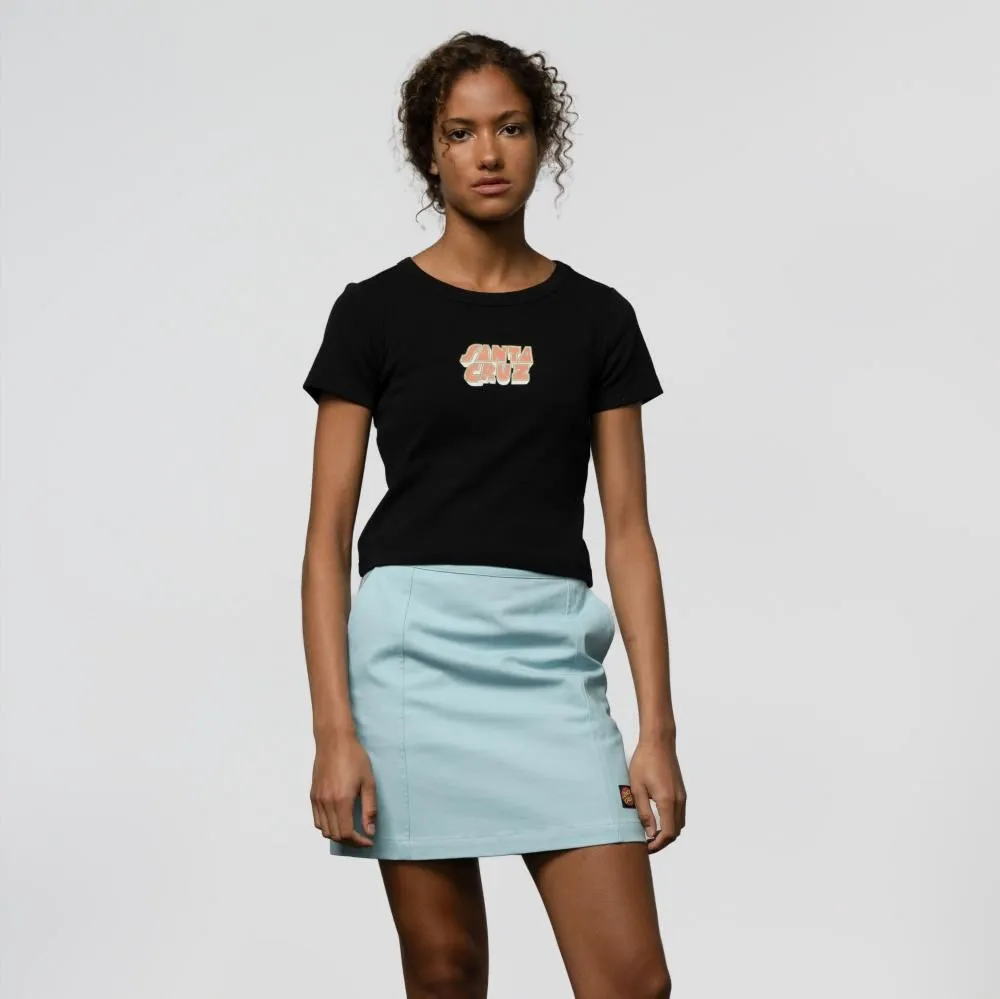 Santa Cruz Womens T-Shirt Foxy Stack Strip Front - Black