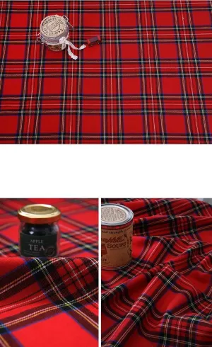 Scotland Check Cotton Fabric, Brushed Fabric, Plaid Cotton Fabric, Christmas Colors - Red or Navy- Quality Korean Fabric, By the Yard /69455