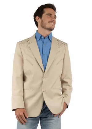 Scully Mens Floral Embroidery Sand 100% Polyester Blazer