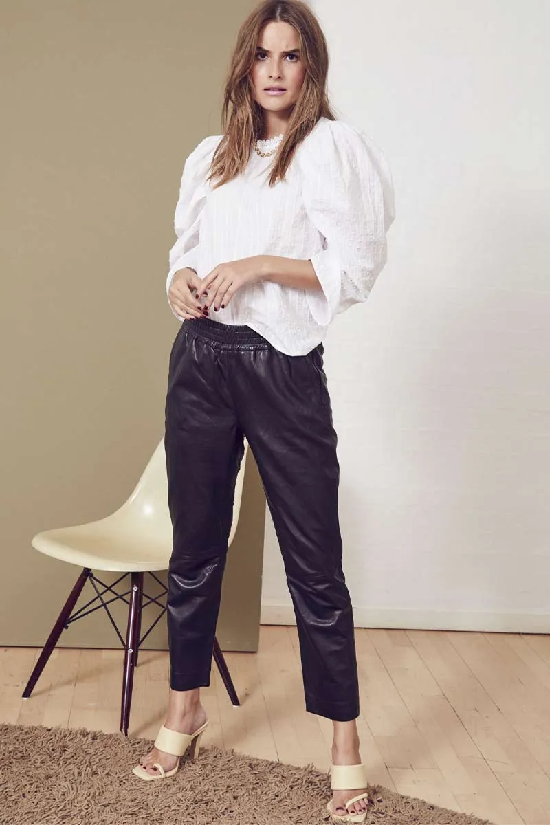 Shiloh crop leather pant - Black