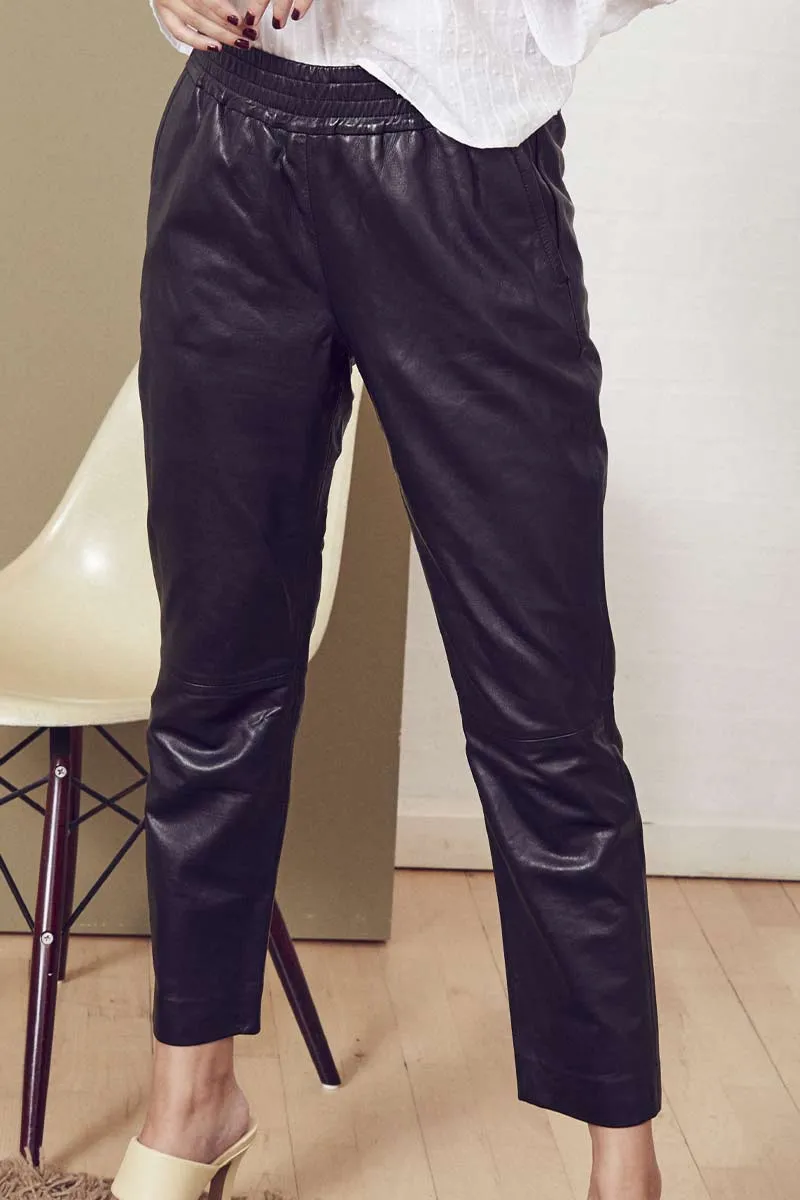 Shiloh crop leather pant - Black