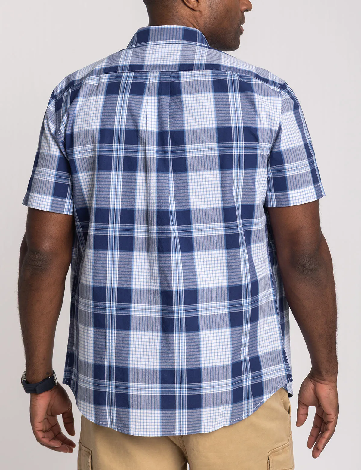 SHORT SLEEVE PLAID MADRAS SHIRT WITH POCKET