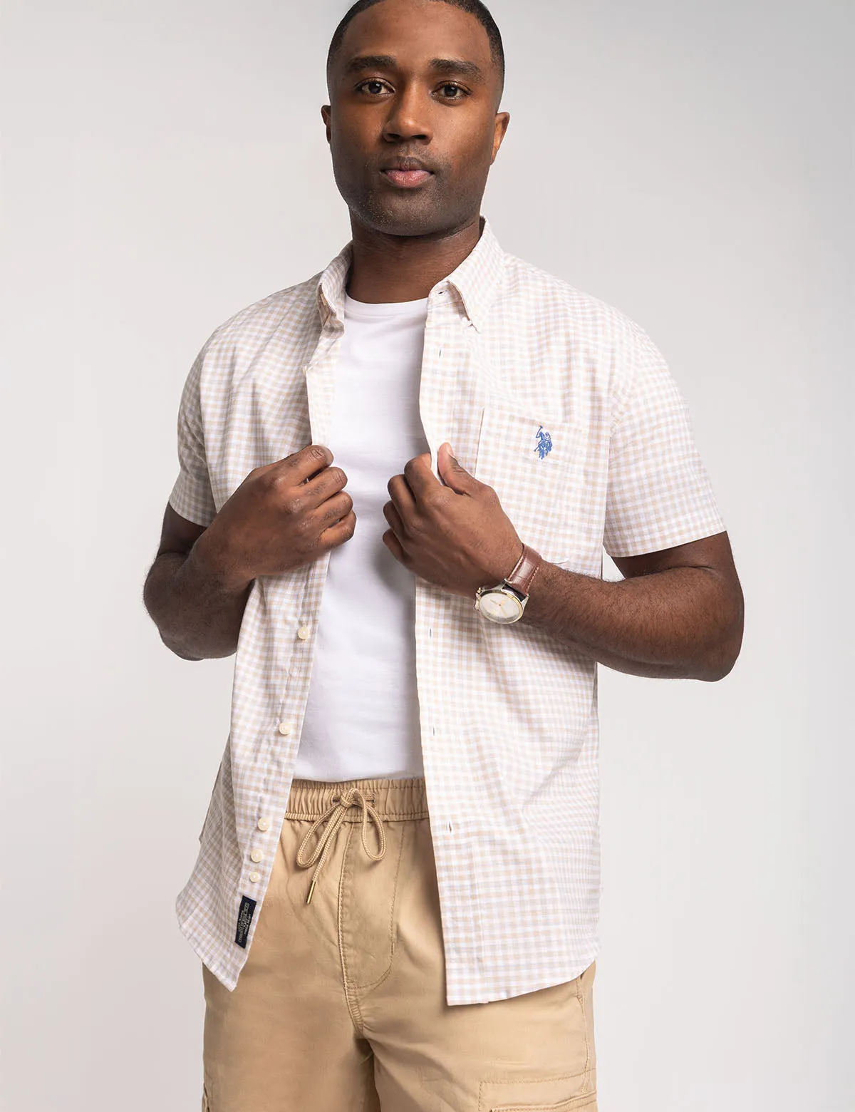 SHORT SLEEVE PLAID POPLIN SHIRT WITH POCKET