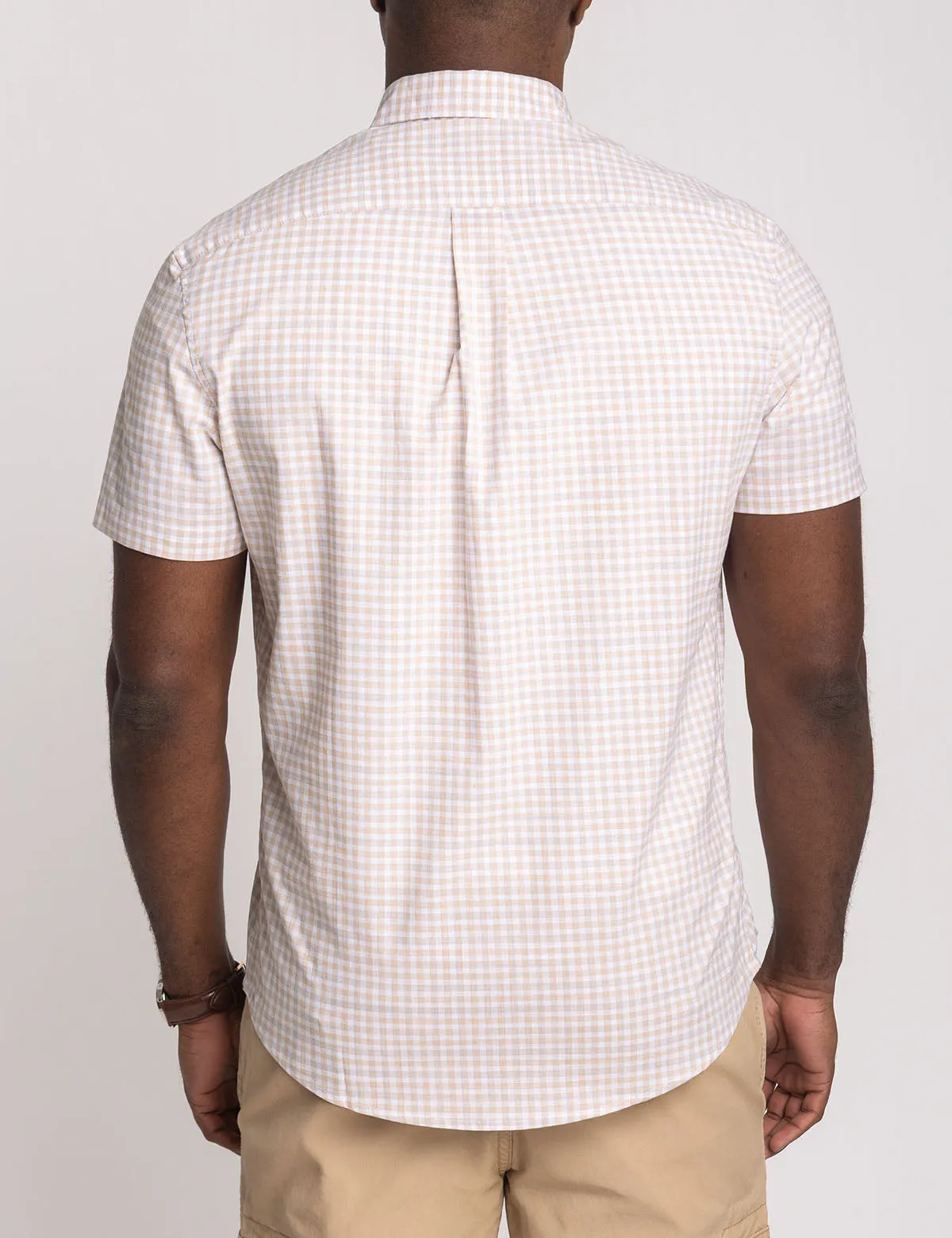 SHORT SLEEVE PLAID POPLIN SHIRT WITH POCKET