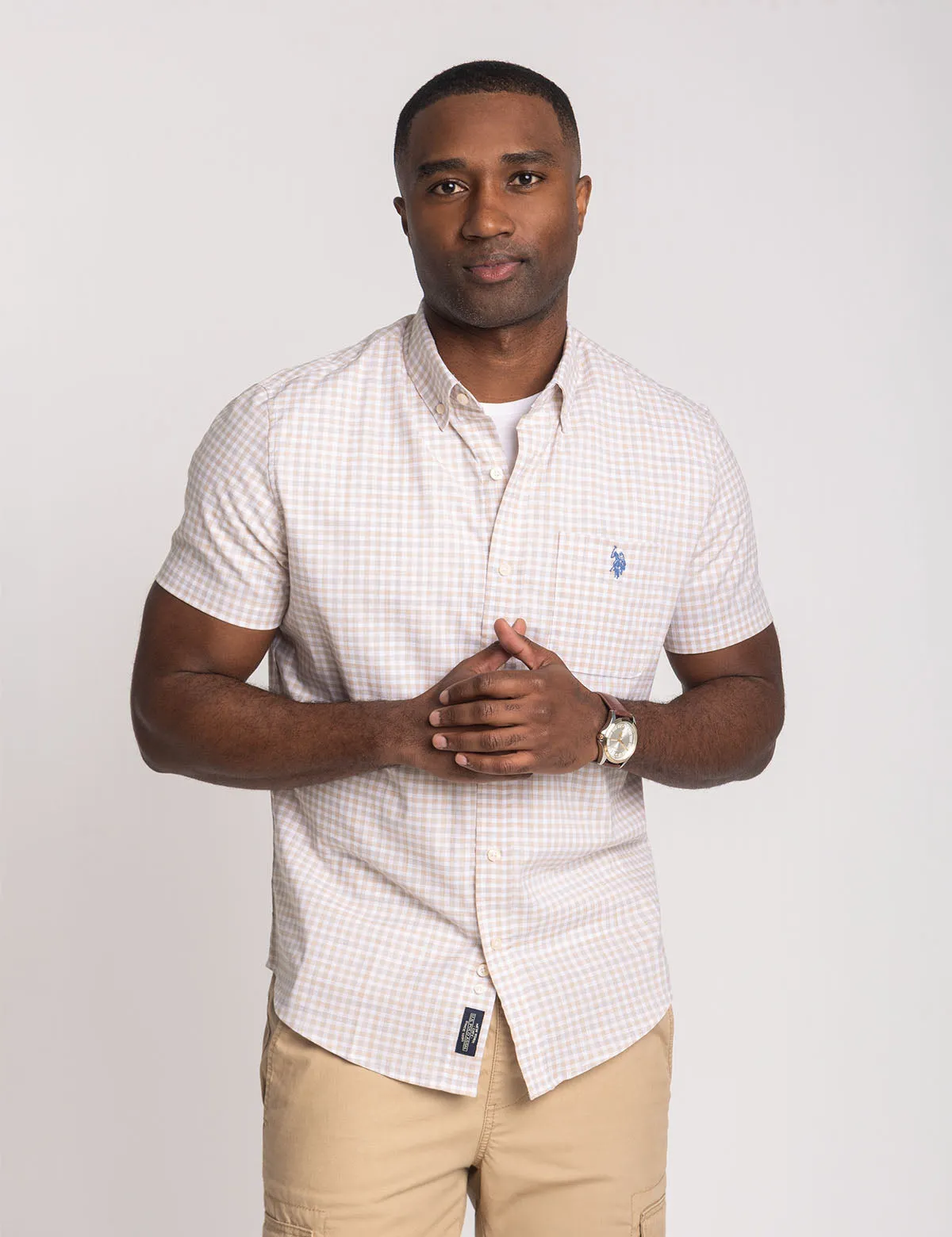 SHORT SLEEVE PLAID POPLIN SHIRT WITH POCKET