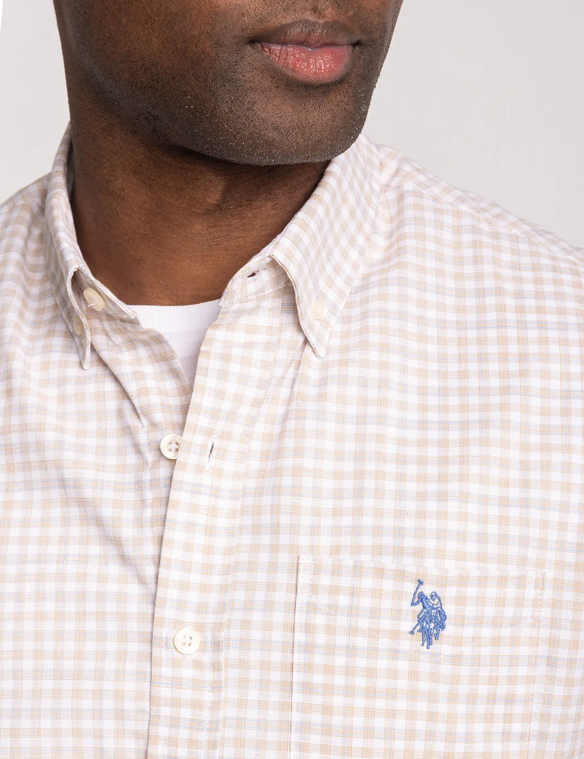 SHORT SLEEVE PLAID POPLIN SHIRT WITH POCKET